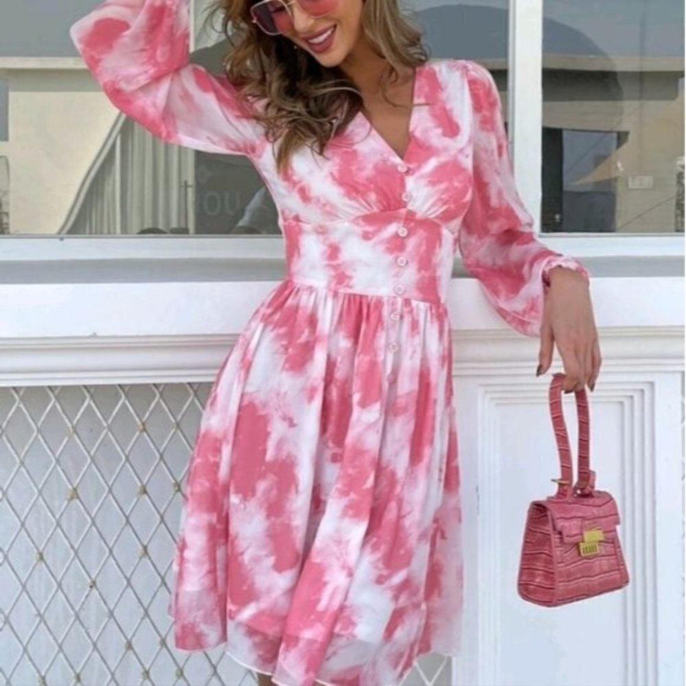 BOHO PINK TIE DYE DRESS - Picture 7 of 13